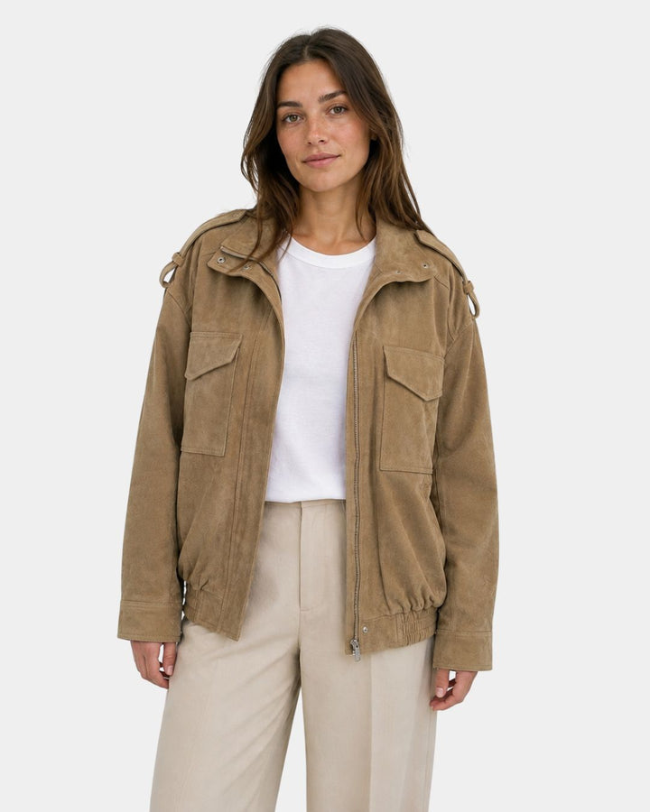 Retro-tyylinen bomber-takki vetoketjulla