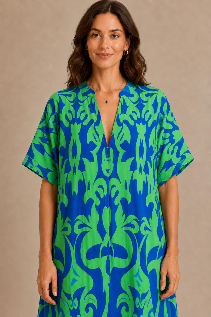 Bernadeta | Kuviolliset V-pääntie mekko