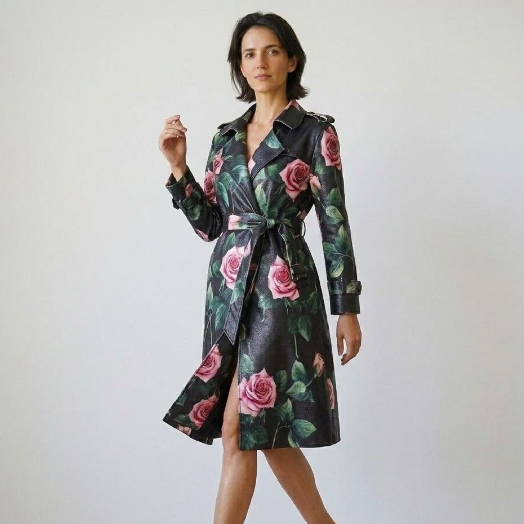 Svetlana | Kukallinen kietaisumallinen trenchcoat-mekko vyöllä
