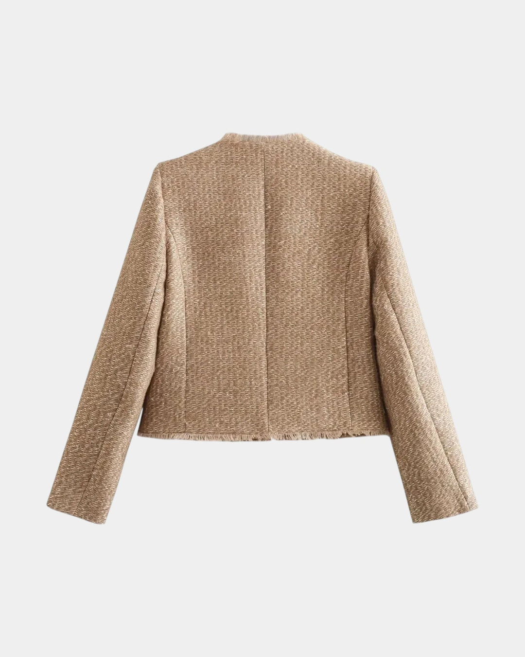 Lyhyt beige takki kultaisilla nappeilla