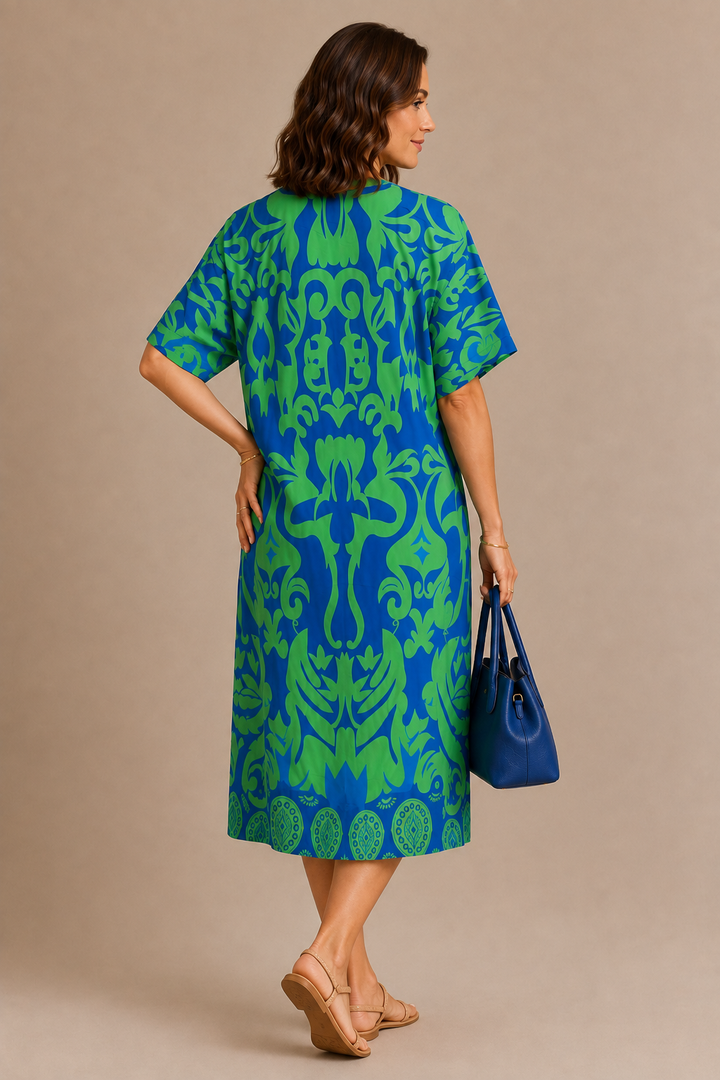 Bernadeta | Kuviolliset V-pääntie mekko