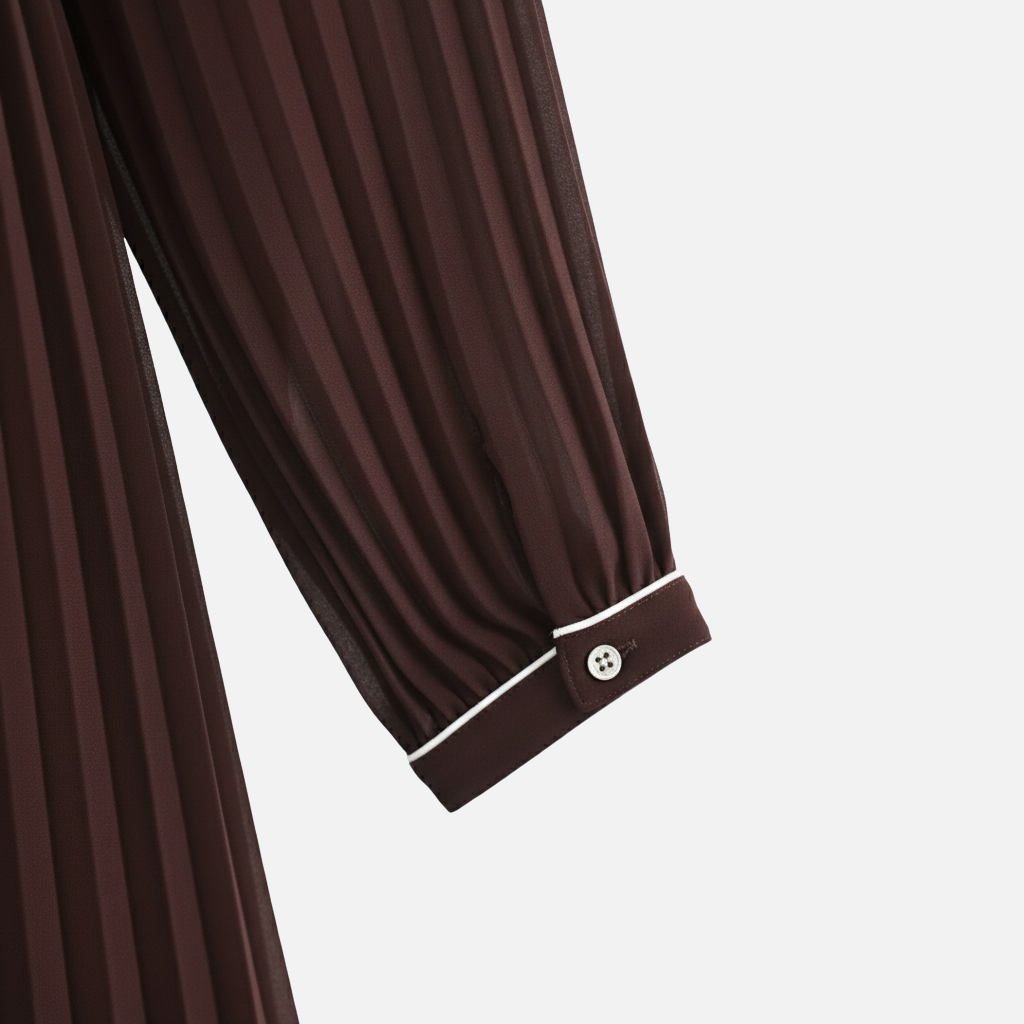 Gizela | Pleated ilmava midi-mekko kauluksella