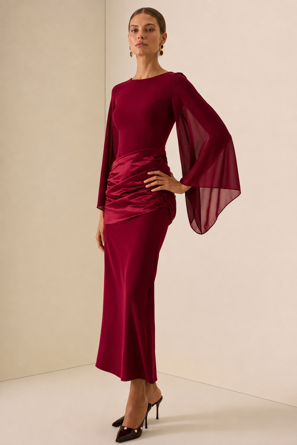 Alana | Maxi-mekko viittahihalla