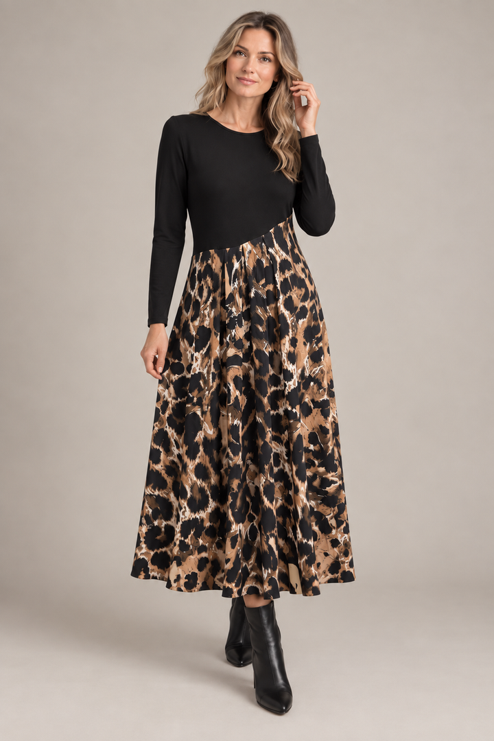 Leona | Midi mekko leopardikuosilla