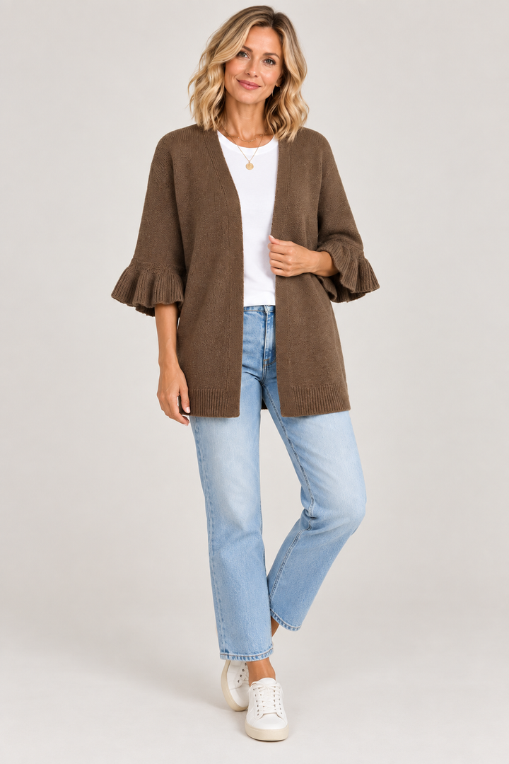 Elena | Neulecardigani, jossa on frillihihat