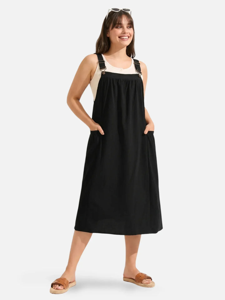 Ida | Midi olkaimeton mekko taskuilla