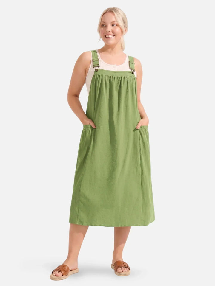 Ida | Midi olkaimeton mekko taskuilla