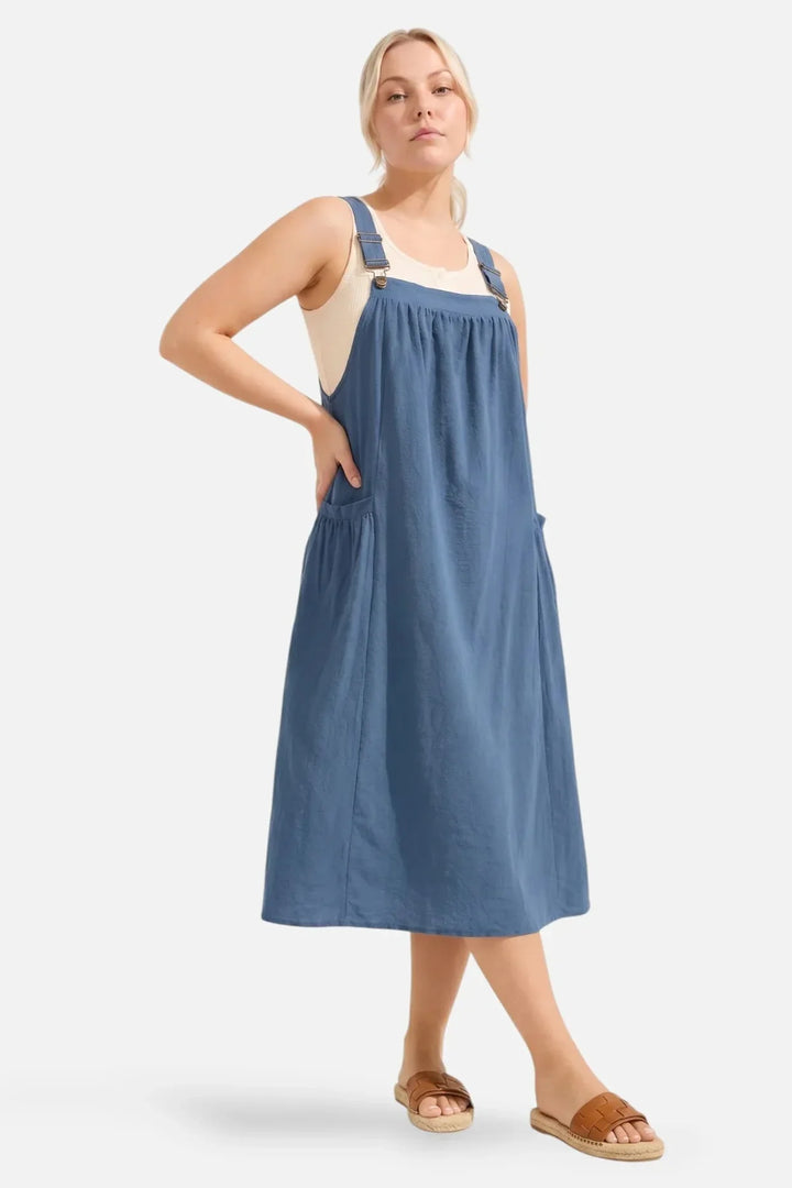 Ida | Midi olkaimeton mekko taskuilla
