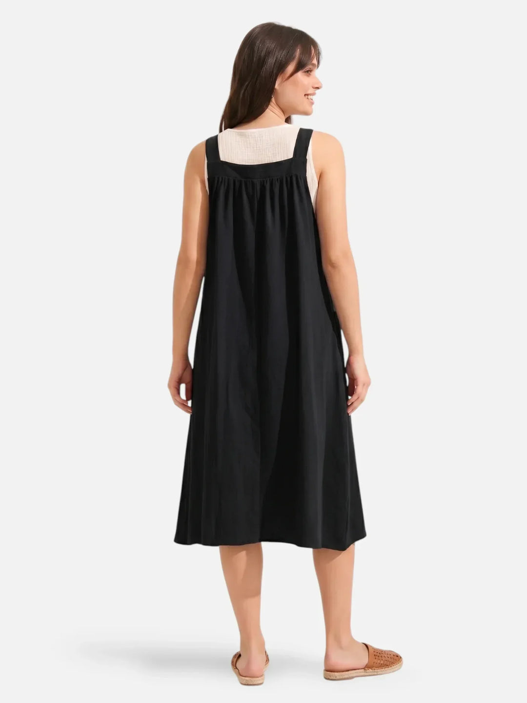 Ida | Midi olkaimeton mekko taskuilla