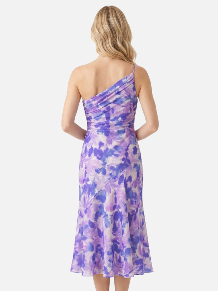 Fabiána | Asymmetrinen midi mekko kukkakuviolla