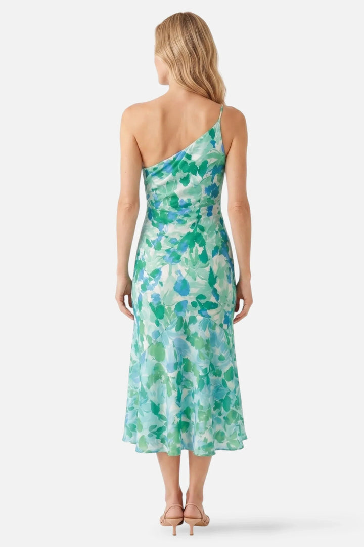Fabiána | Asymmetrinen midi mekko kukkakuviolla