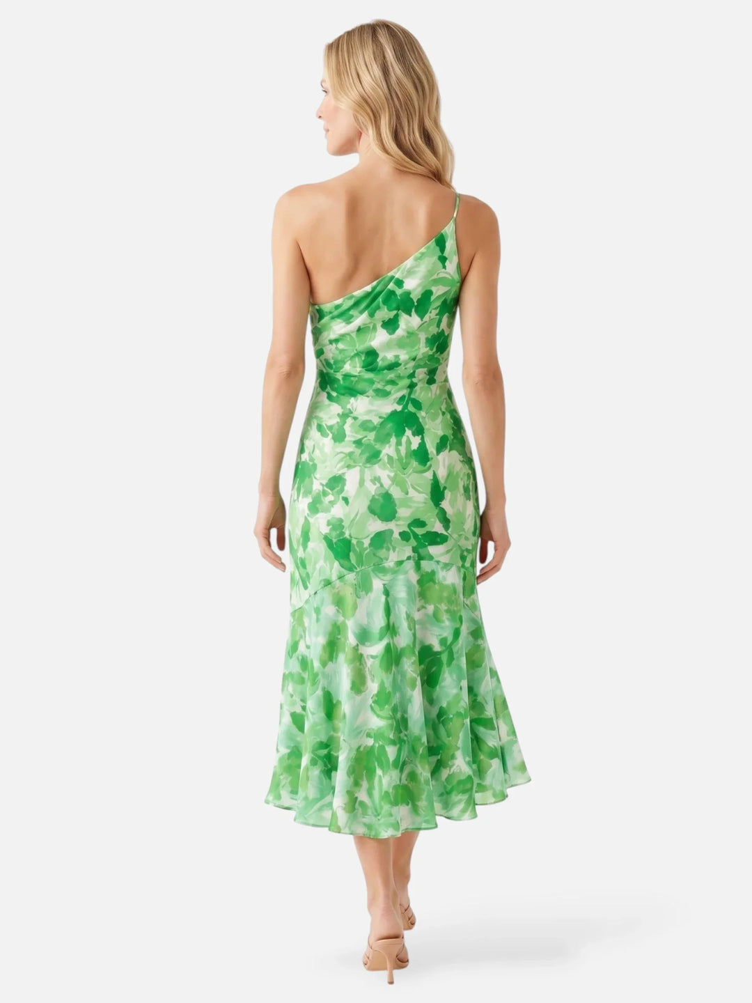 Fabiána | Asymmetrinen midi mekko kukkakuviolla