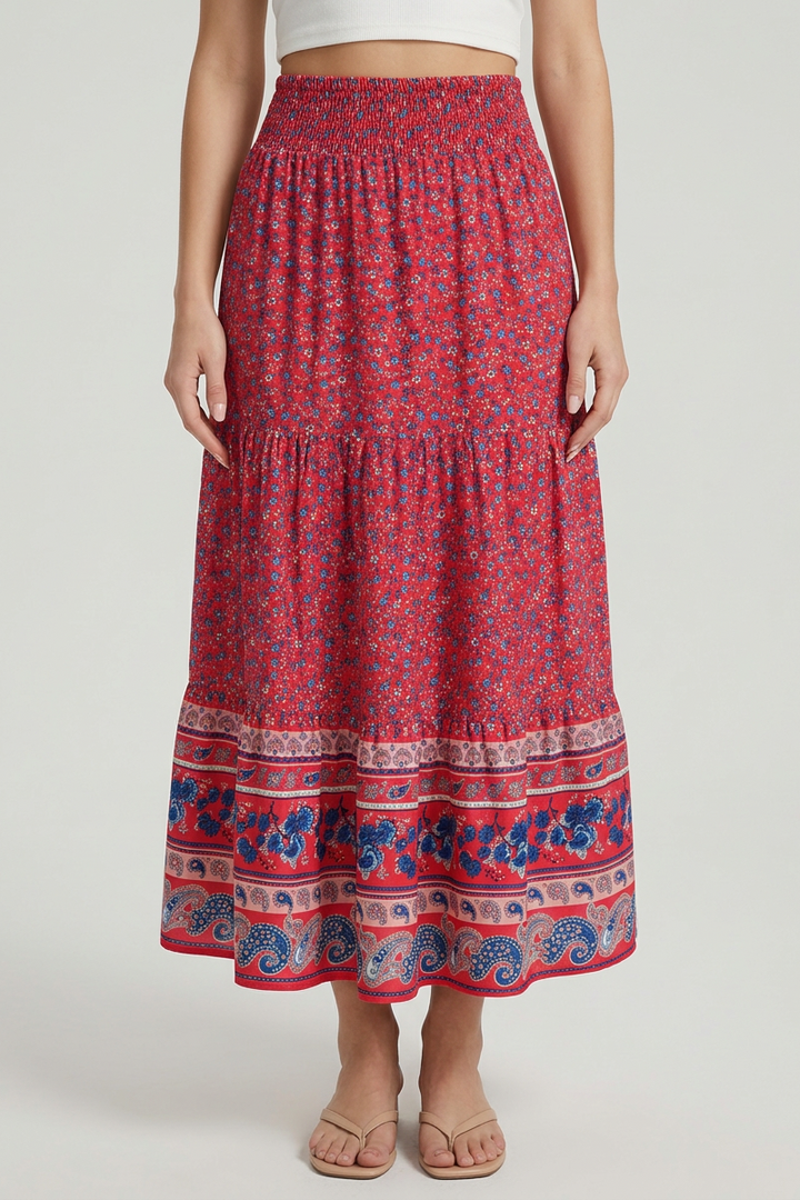 Boho midi hame kukkakuviolla